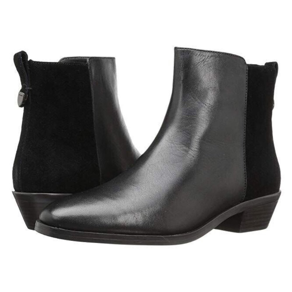 Coach Carmen Black Leather & Suede Ankle Booties Size 8